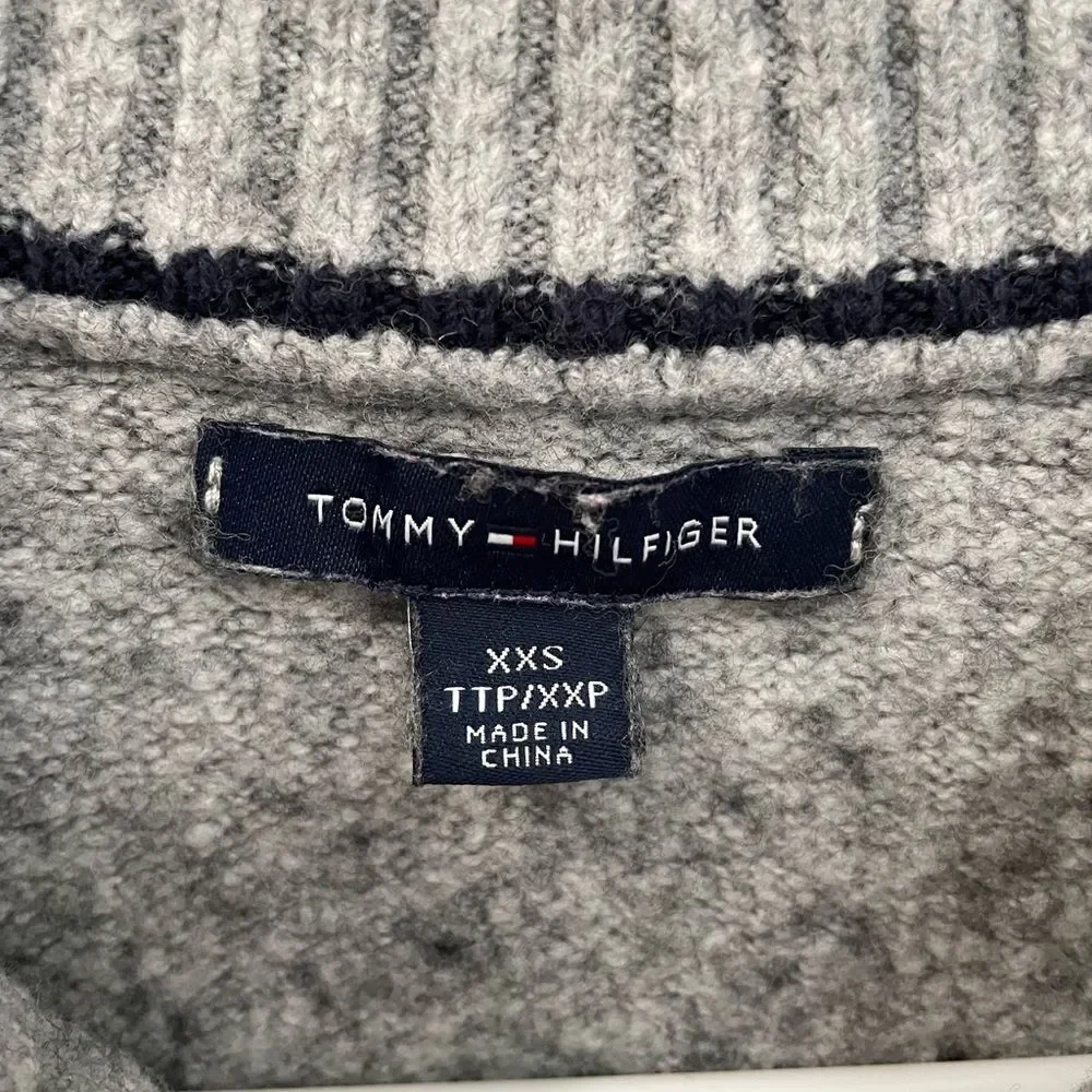 Tommy Hilfiger Marled Gray Wool Blend Sweater Split Sides Women’s Size XXS - Picture 3 of 9